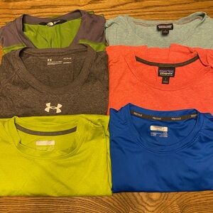 Patagonia The North Face Marmot Under Armour Lot of 6 Athletic Shirts Large